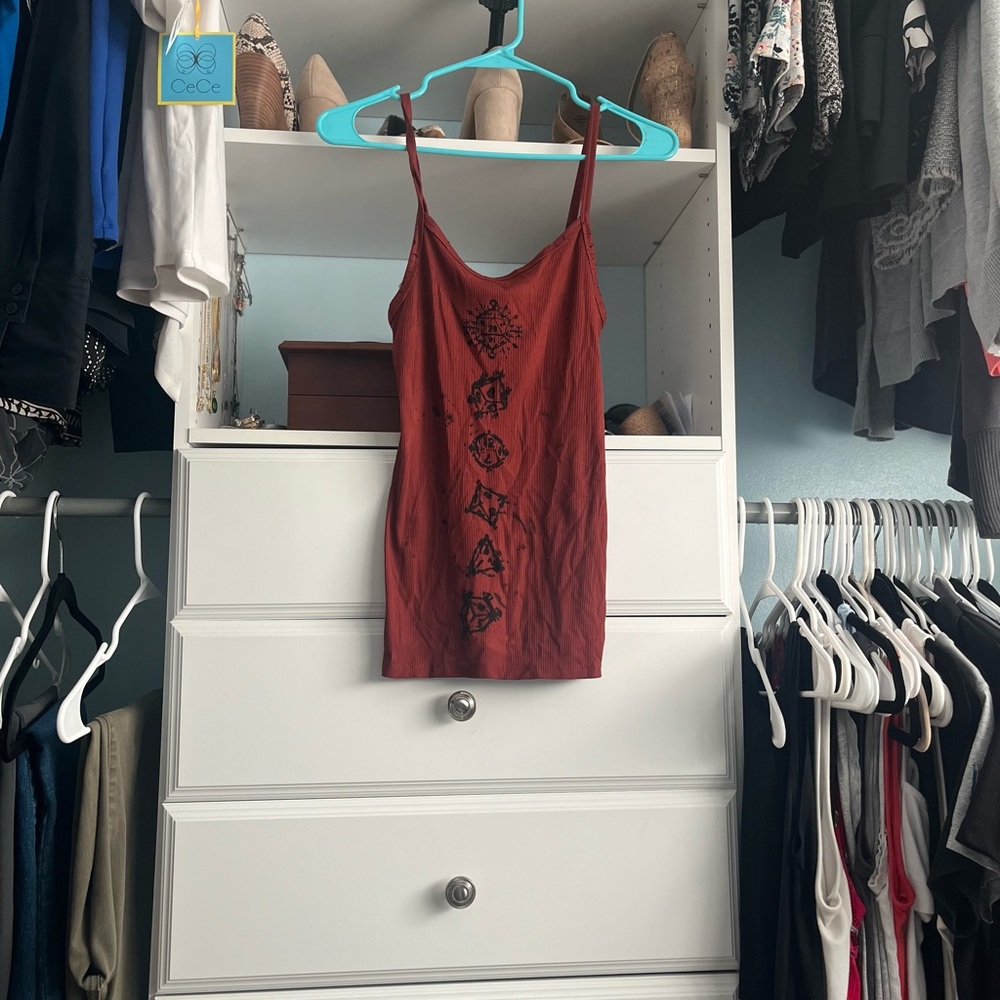 One of a kind tank top with original screen printing with dice dungeonanddragon